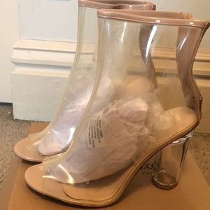 Clear Nude Peep Toe Bootie